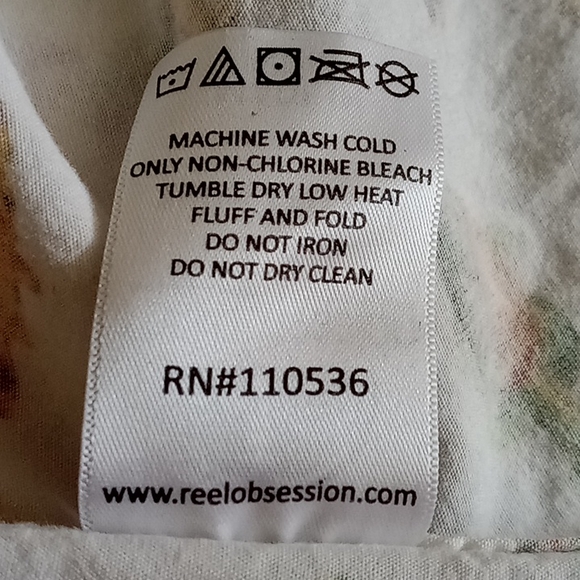 Reel Obsession Cotton Button Down Collar Short Sleeve Fish Print Shirt Sz Large - Picture 7 of 11